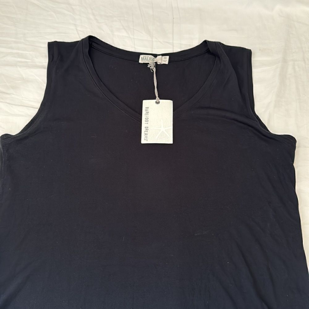 BAREFOOT DREAMS Malibu black modal muscle tank tee muscle tank XS NWT - Picture 8 of 9